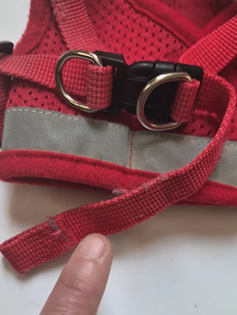 Red Dog Harness With Reflective Strip-Size Small